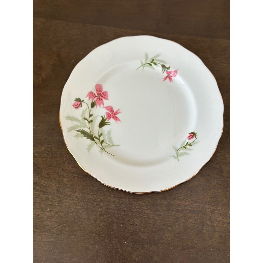 Vintage Colclough Bone China Plate Pink Floral Gold‎ Rim Made in England E3